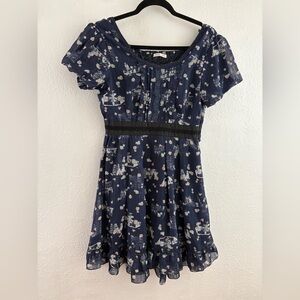 Axes femme blue short sleeve printed dress size M